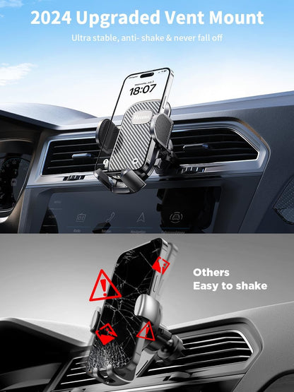 Nycetek 2025 Upgraded Car Vent Phone Mount [Military-Grade Clip] 360° Rotation, Universal Cellphone Holder Fits for iPhone 16 15 14 13 Pro Max Samsung Galaxy S24 S23 & All