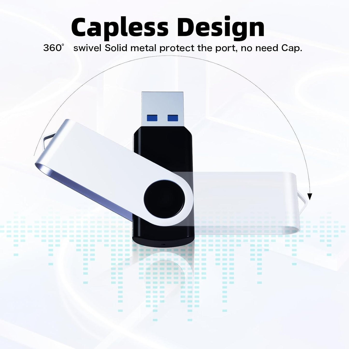 32GB Flash Drive 10 Pack, Wooolken USB 2.0 Thumb Drive Bulk Pen Drive Metal Swivel Memory Stick 32 GB 10 Colors Multipack Value Zip USB Drives with Lanyard