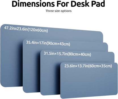 YSAGi Leather Desk Protector, Office Mat, Large Mouse Mat, Non-Slip PU Leather Blotter, Laptop Desk Pad, Waterproof Writing Pad for Office and Home (Blue, 47.2" x 23.6")