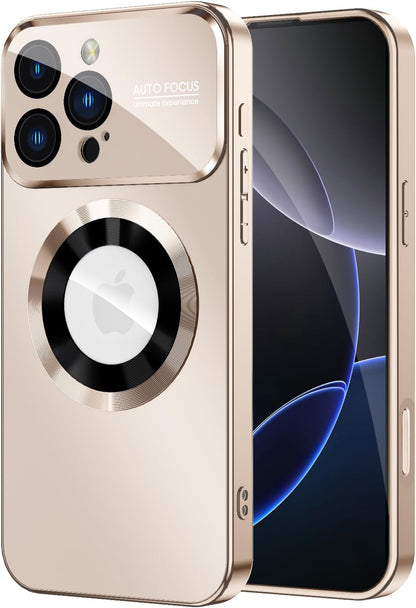 Magnetic for iPhone 16 Pro Max Case, Compatible with MagSafe, Built-in Camera Lens Protector, Logo View, Military Grade Drop Protection Phone Cover, Desert Titanium