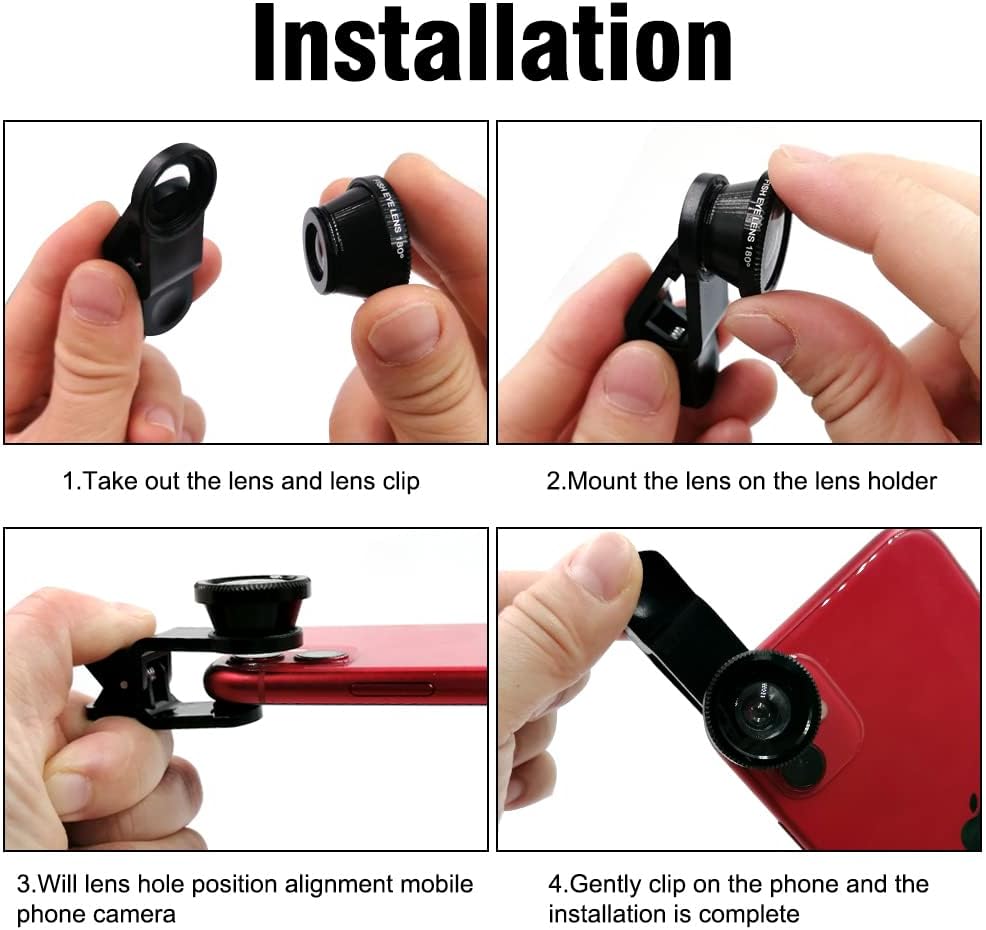 Silver 3 in 1 Cell Phone Camera Lens Kit Wide Angle Macro Fisheye Lens Universal for Smart Phones iPhone Samsung Android(Silver)