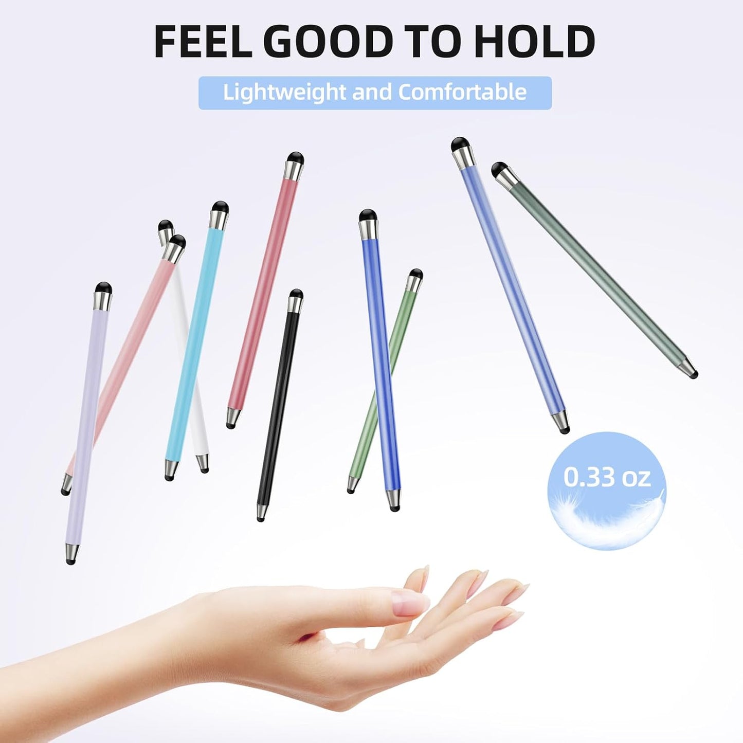 Stylus Pen for Touchscreen 10Pcs, 2-in-1 High Sensitivity & Precision Stylists pens, Stylus Pen for iPad/iPhone/Samsung/Android Tablets and Universal Capacitive Touch Screen (White)