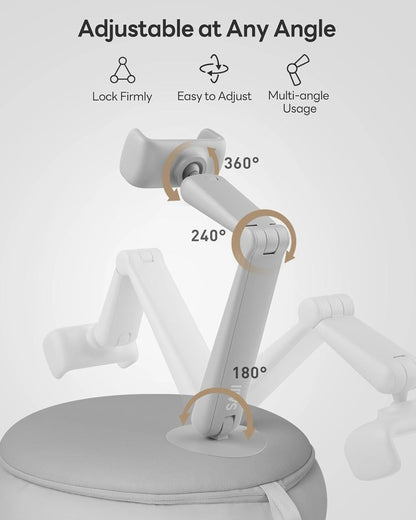 SAIJI Cell Phone Pillow Holder mini iPhone Stand for Bed, Upgraded mini Angle & Height Adjustable Phone Pillow Stand for Watching Video On Bed/Sofa/Lap, Fit for 4.7"-7.0" Device (Gray)