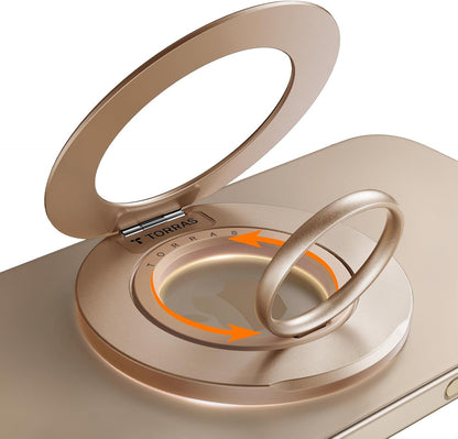 TORRAS 2025 Upgrade [Dual-Ring] Fit for MagSafe Phone Grip Ring Holder Compatible with MagSafe Kickstand Magnetic for iPhone 16/15/14/13/12/11 Samsung, Google Accessories, Desert Titanium Gold