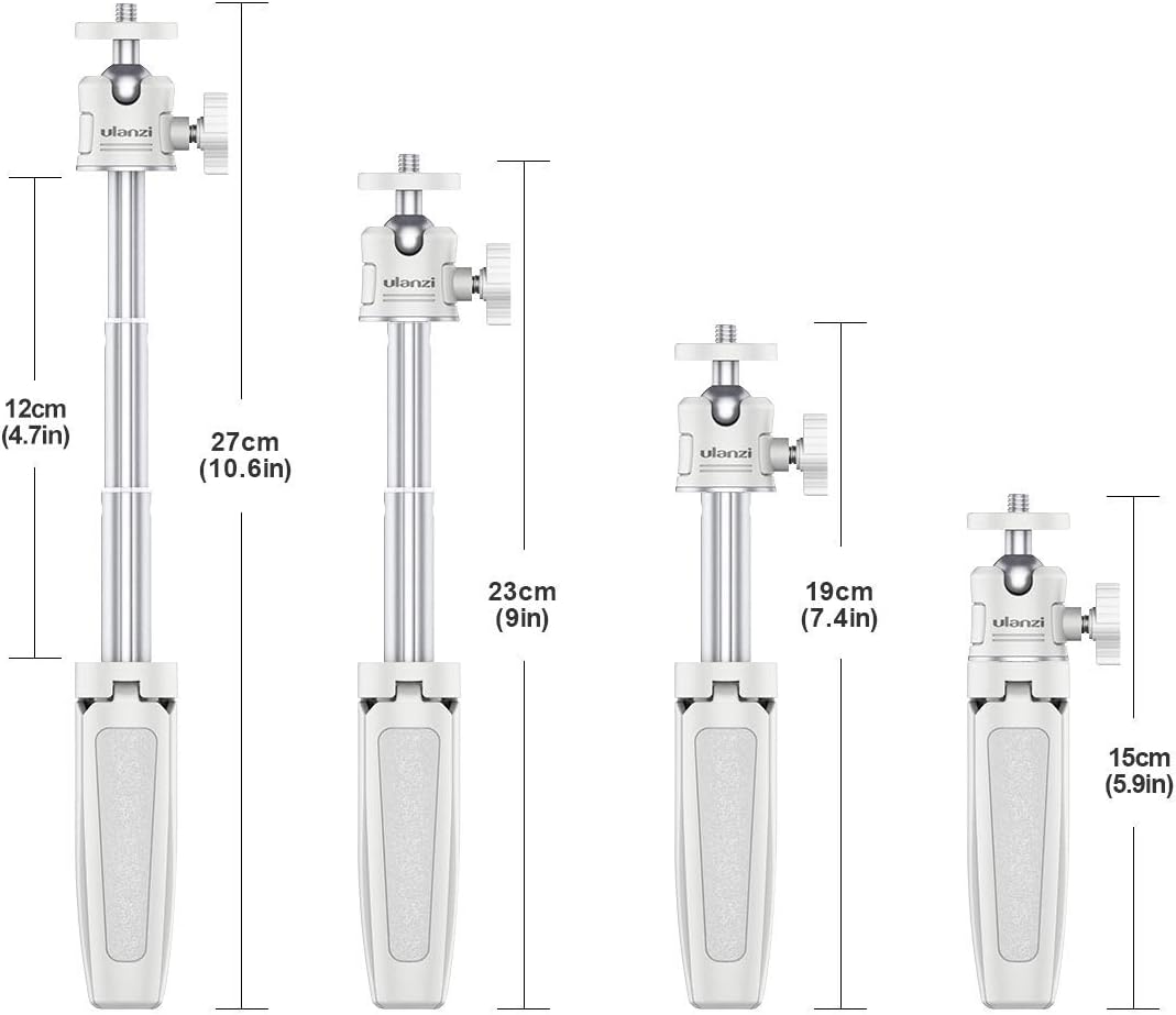 ULANZI Extension Pole Tripod, Mini Selfie Stick Tripod Stand Handle Grip for iPhone 13 Pro Max Samsung OnePlus Google Smartphone Canon G7X Mark III Sony RX100 VII A6400 Cameras Vlogging (Off-White)