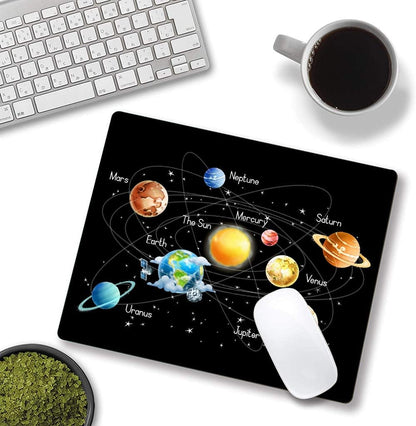 Solar System Planets Stars and Milky Way Galaxy Space Gaming Mouse Pad Square Mouse Pad Non-Slip Rubber Base Gaming MousePads for Computers Laptop Office, 9.5"x7.9"x0.12" Inch( 240mm x 200mm x 3mm)