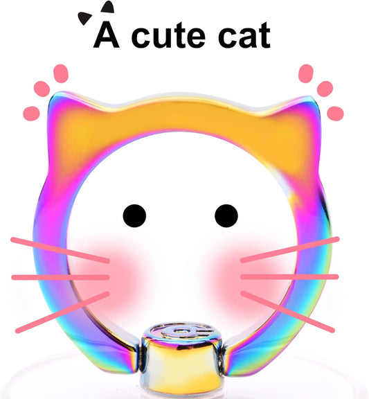 Cat Phone Ring Holder Grip- EI Sonador Transparent Cell Phone Ring Stand Holder Clear Kickstand Finger Grip, Compatible with Most of Phones, Tablets and Case (2 Colorful Cat)