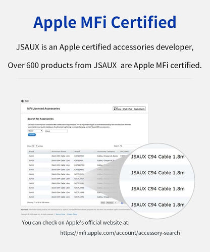 JSAUX Apple MFi Certified Lightning Cable 6ft, iPhone Charger Cable Nylon Braided Heavy Duty, Upgraded C89 USB Lightning Cord for iPhone 11 Xs Max X XR 8 7 6s 6 Plus SE 5 5s, iPad, iPod-Blue