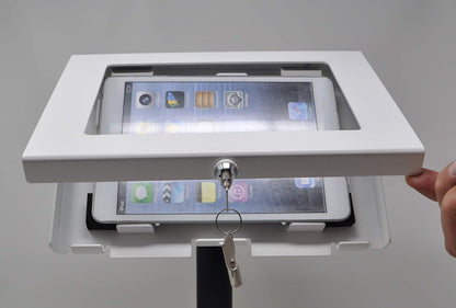 TABcare Locking Security Metal Case for iPad Mini Used as Kiosk, POS, Store, Show Display (White, iPad Mini 1/2/3)