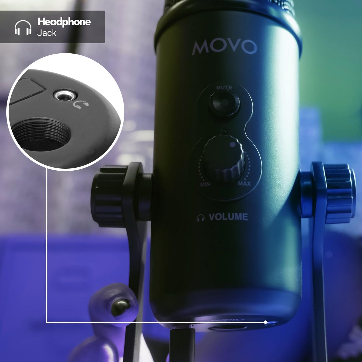 Movo UM700 Computer Condenser USB Gaming Mic with Adjustable Pickup Patterns - Microphone for PC, PS5, Podcasting, Streaming, ASMR