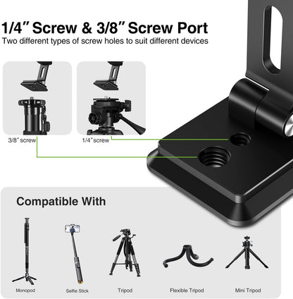 elitehood for Magsafe Phone Tripod Mount with Arca Port, Aluminum Magnetic iPhone Tripod Mount with 1/4" & 3/8" Screw, for Magsafe Phone Adapter Compatible with iPhone 16 15 14 13 12 Series, Black