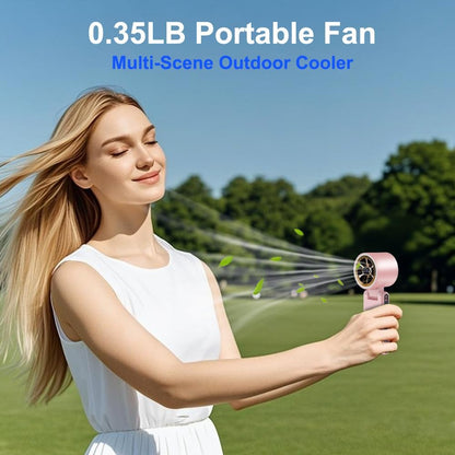 CAZOKASI Rechargeable Strong Wind Handheld Fan With Ambient Lighting 4 IN1 5000mAh Upto 22H For Desktop Waist Clip Neck (StrongWind/Pink)