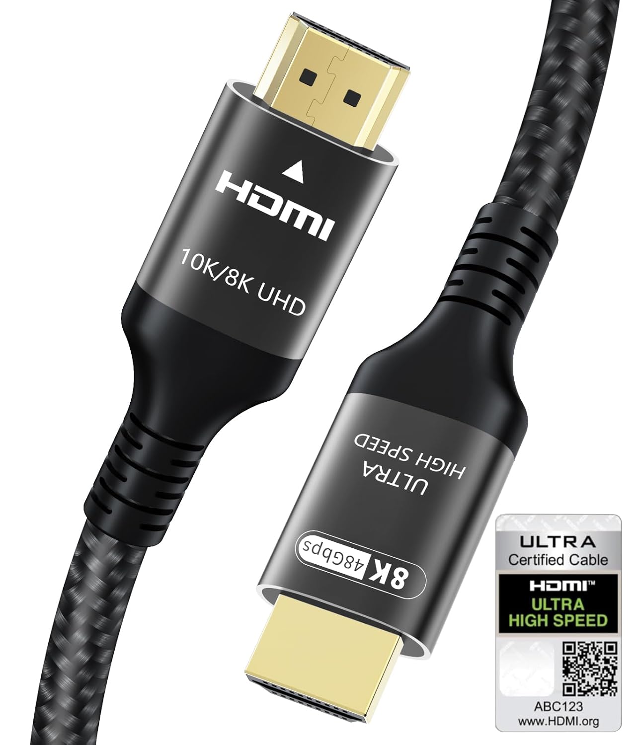 Certified 10K 8K HDMI 2.1 Cable 25 FT, 48Gbps Ultra High Speed HDMI Cable with Ethernet 4K 240Hz 165Hz 144Hz 120Hz 8K60Hz eARC HDCP2.3 HDR10+ PC Laptop TV Monitor Projector