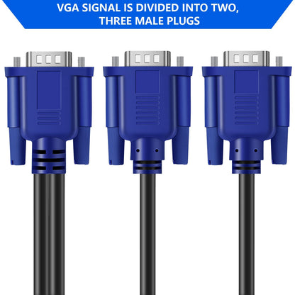 PASOW VGA Splitter Cable (No Screen Extension) 1 Male to 2 Male Dual Monitor Y Adapter 1080P Full HD for projectors, HDTVs, Monitors (5 Feet) - Only for Screen Duplication - Work for Identical Monitor