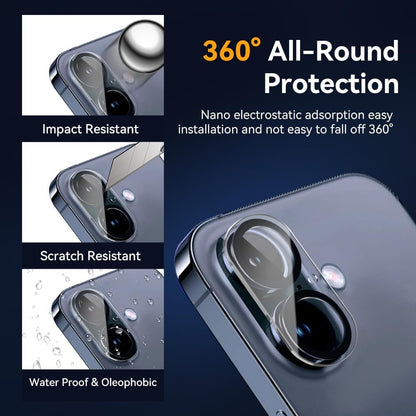 Camera Lens Protector for iPhone 16 6.1" / iPhone 16 plus 6.7",9H Tempered Glass，Ultra HD, Scratch Resistance Easy to Install，Case Friendly，[Does not Affect Night Shots] 3-Pack