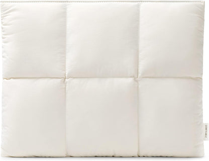 Comfyable Puffy Laptop Sleeve 15 Inch 16 Inch, Quilted Puffer Laptop Carrying Case, Pillow Pouch Compatible for MacBook Air 15 in M4 2025 & MacBook Pro 16 in M4 2024, Rice