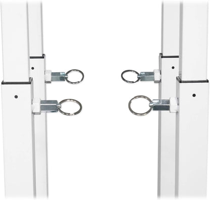 Rockville RTP82W 8 ft Adjustable Totem Light Stand, White & Black Scrims, Carry Bags, 35mm Speaker Adapter, Steel, Portable for DJs & Event Lighting