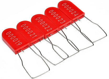 100PCS Plastic Padlock Security Seals Metal Wire Padlocks Electric Meter Seal Disposable Anti-Tamper Lock Numbered Anti Tamper Tag Hasps Red