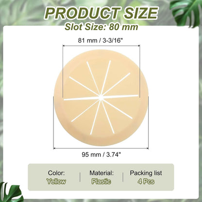 PATIKIL Desk Grommet 3-3/16", 4 Pcs Round Cable Grommet Cord Hole Cover with Adhesive Tape Flexible Table Wire Organizer for Office Home Table Countertop, Yellow