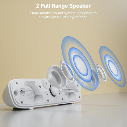 SOULION R90 Bluetooth Computer Speakers for Desktop, USB Powered 3.5mm AUX PC Speakers with LED Dynamic Light, Portable Soundbar Speaker with Rotary Volume Control for Laptop Monitor, White