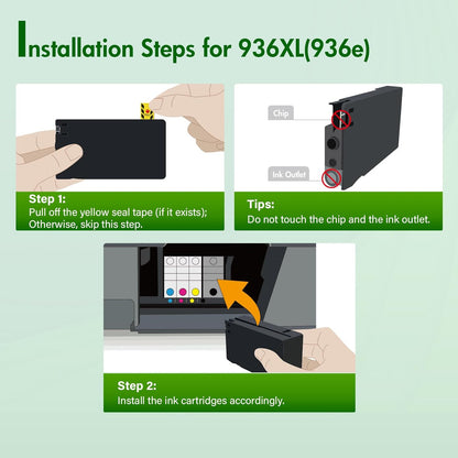 936XL 936 9125e Ink Cartridges Combo Pack: Replacement for HP 936e Ink 936XL Black and 936 Color Combo Pack for HP OfficeJet Pro 9120e 9730e 9130 9135e 9122e 9128e 9110b 9120b 9130b 9130e Printer