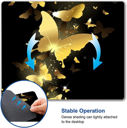 Hokafenle Mouse Pad, Gold Butterfly Mouse Pad, Cute Mouse Pads with Design, Square Mouse Mat Waterproof Non-Slip Rubber Base Mousepad for Office Laptop