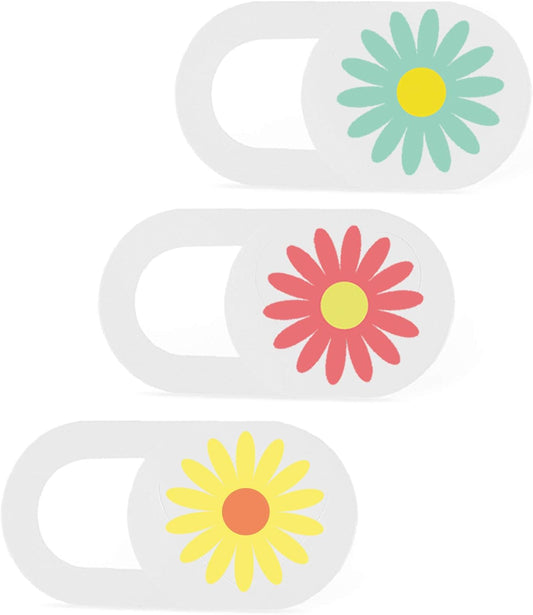 Laptop Camera Cover Slide 3 Pack Ultra Thin Slide Laptop Camera Cover for Echo Show, MacBook Pro, MacBook Air, Computer, Tablet, Mac Air, Chromebook, PC - Daisy (Patent Pending)