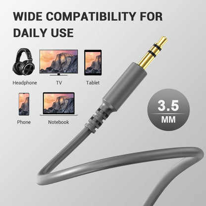OneOdio 6.35mm to 3.5mm 6.6-9.8FT Stereo Adapter Cable Compatible with AMPs, Electronic Keyboards, Mixers, Guitars and Pro10/Pro30/Pro50 Headphones of OneOdio-Gray