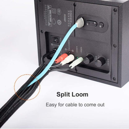 ZhiYo 6.6ft - 1.2 inch Cable Sleeve, Cord Wrap Wire Protector Tubing for Pets, PC Cable Wrap, Computer Cable Management Sleeve - Black