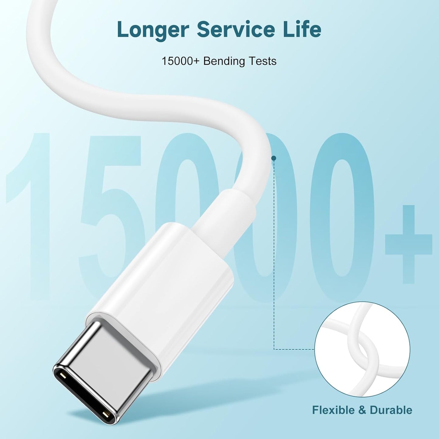 USB C to USB C Cable 60W[3Pack] iPhone 15 Fast Charging Cable,10ft Long USB-C to USBC Power Cord for iPhone 15/15 Pro/15 Plus/15 Pro Max,MacBook Pro Air/IPad Air 4/5/iPad Pro 12.9/11(White)