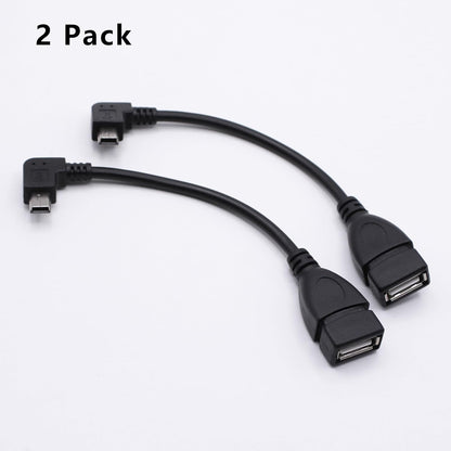 90 Degree Mini USB to USB A OTG Adapter Cable 5.5in Right Angle Mini USB 5-Pin Type B Male to USB Type A Female Adapter Cord for Digital Cameras,Black,14cm(2 Pack,Right)