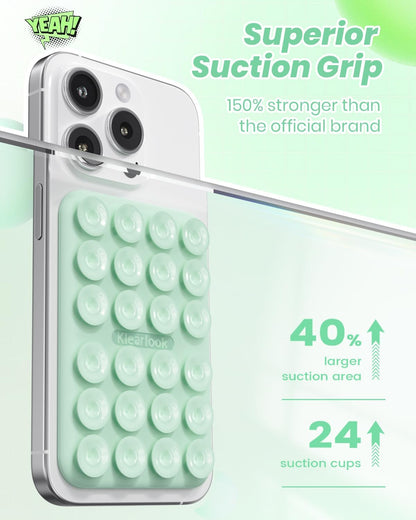 Klearlook Magnetic Suction Phone Mount for MagSafe Case, Removable Sticky Phone Grip Holder for Hands-Free Makeup/Selfie/Live Streaming/Vlog for TikTok & Instagram Influencer/Creator, Light Green