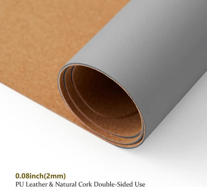 Cork Desk Mat - Dual-Sided Desk Pad for Office and Home - Desk Organization and Accessories - Ideal for Large Mouse Pad and Desk Mats on Top of Desks(Gray,27.6"x 13.8")