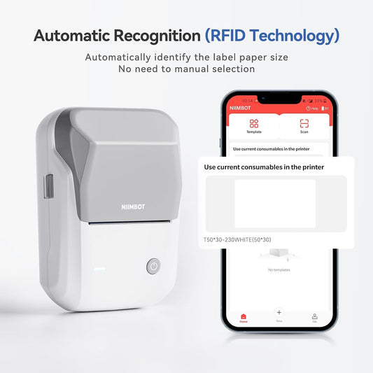NIIMBOT B1 Label Maker Machine with Tape, Thermal Label Printer Easy to Use for Office, Home, Business, 2 Inch Label Maker with 2'' x1.18'' Labels-230pcs/Roll