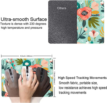 Mouse Pad, Cute Abstract Floral Mouse Pad for Women, Washable Square Cloth Mousepad for Office Laptop, Non-Slip Rubber Computer Mouse Pads for Wireless Mouse, Personalized Mouse Pads for Desk