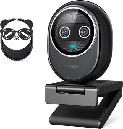 EMEET Piko+ Webcam 4K, World’s 1st Dual-Camera AI-Powered 4K Camera, 1/2.55'' Sony Sensor, 3 Mics&3 Sound Modes, Panda Magnetic Privacy Cover, USB C-C&C-A, Ideal for Livestreamers and Content Creators