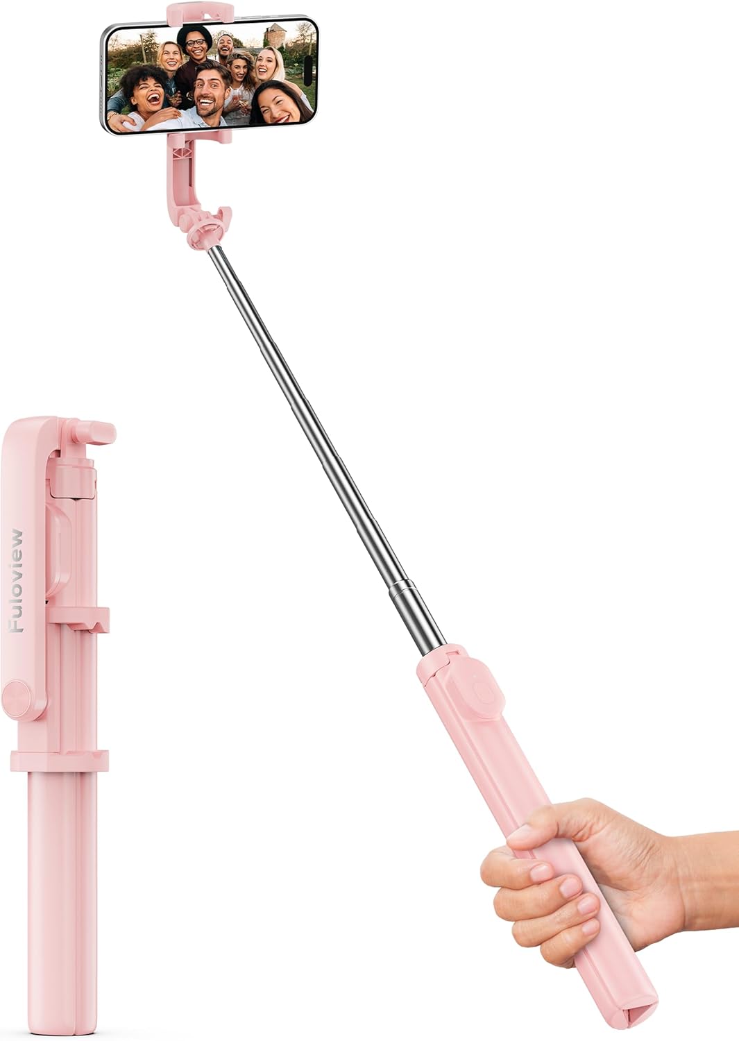 67‘’ Selfie Stick Tripod, Phone Tripod with Wireless Remote Control, Portable Selfie Stick for Photograph, Live Streaming, Video Recording, Compatible with All Cell Phones, Pink