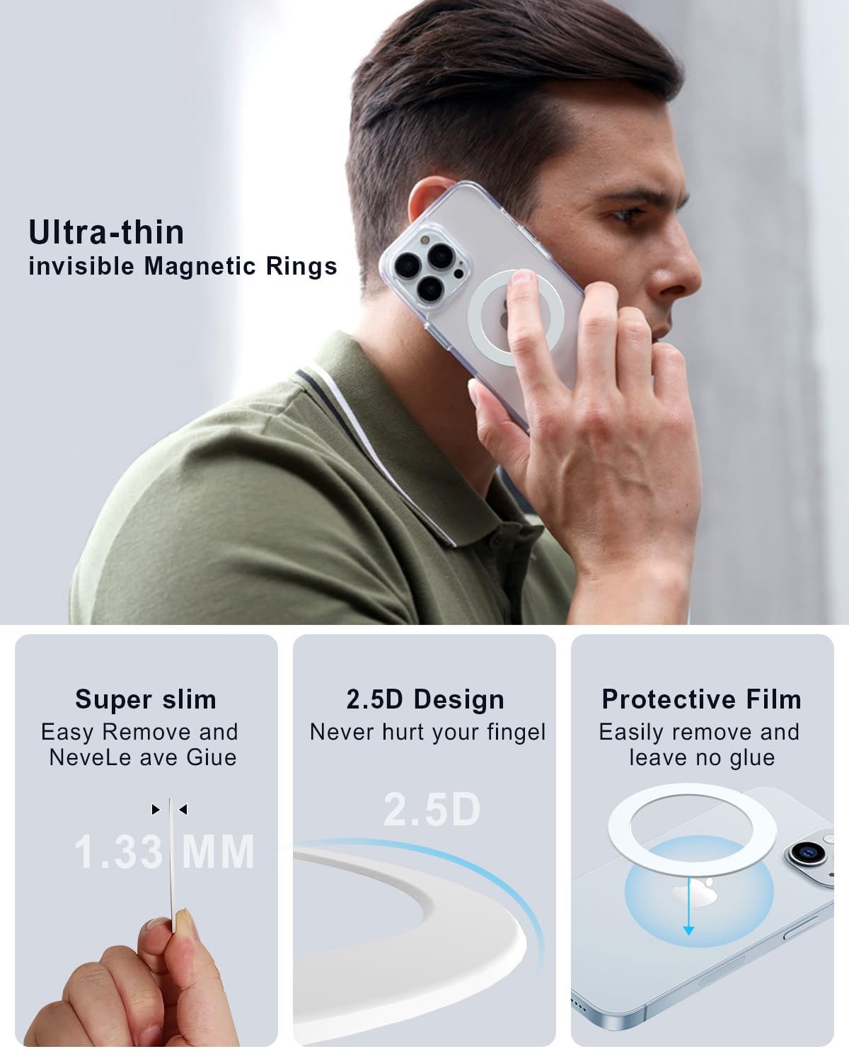 Magnetic Adapter Rings,Compatible with Kindle Pop Socket Magnetic,for Magsafe Accessories & Wireless Charging for iPhone 15/14/13/12 Mini Plus Pro Max/Pixel 8/ S24 Ultra/ S23 and More