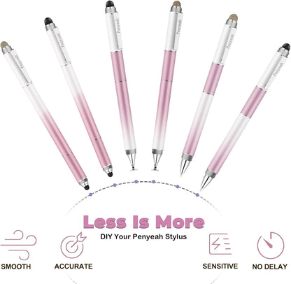 Penyeah Stylus Pens (4 in 1), Universal Phone/Tablet Stylus for iPhone/iPad/Pro/Mini/Android/Samsung/Fire and All Capacitive Touch Screens - Dream Pink