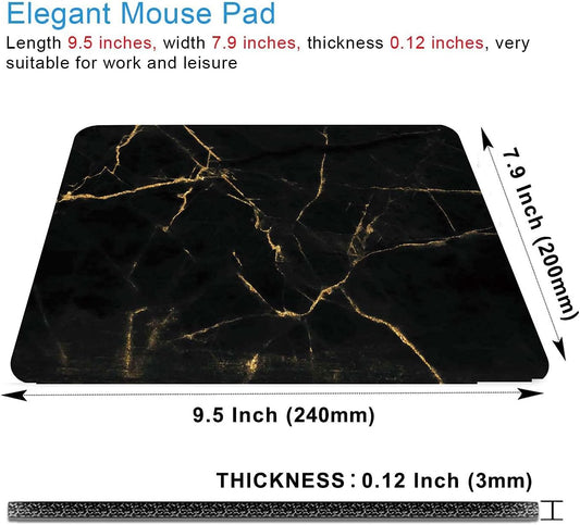 Marble Mouse Pad - Black & Gold, Modern Marbling, Custom Designs, Portable Non-Slip Rubber Base Wireless Laptop Pad