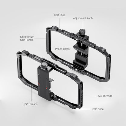 NEEWER Universal Phone Cage, Smartphone Video Rig with Quick Release Mounts Cold Shoes for Videomaker Filmmaking TikTok Vlogging Phone Video Stabilizer Holder Compatible with iPhone Samsung, PA039