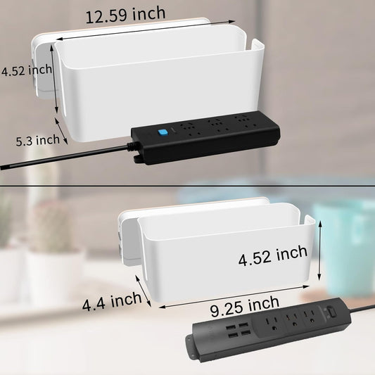 YUANYE Cable Management Box 2 Pack with 122 Cable Clips Set, Large Cord Organizer Box Hide Power Strip for Computer, Router, USB Hub and Under Desk Power Strip, Safe ABS Material Cord Management