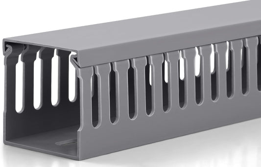 ZhiYo 66in(4X L16.5in) Professional Server Rack Cable Management Raceway, H2in x W2in Cable Raceway Kit, Electrically Safe PVC Open Slot Wire Raceway for Under Desk/Computer/Network Cords, Grey