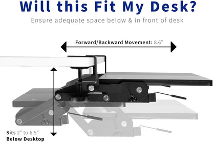 VIVO Large Clamp-on 27 (33 Including Clamps) x 11 inch Computer Keyboard and Mouse Tray with 12 Setting Swinging Height Adjustment, Platform Drawer for Typing, Black, MOUNT-KB08V