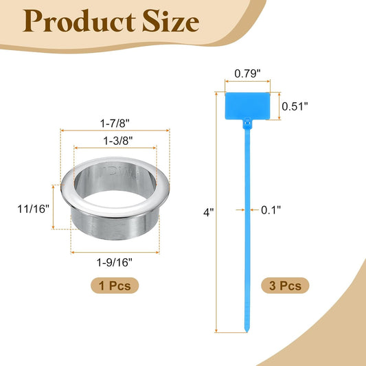 uxcell Desk Grommet, 1-9/16" (40mm) Zinc Alloy Cable Hole Cover Wire Cord Organizer with Marked Cable Ties for Home Office Desktop Wire, Silver Tone