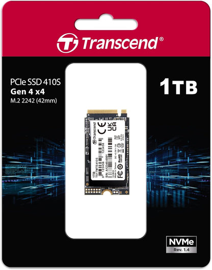Transcend 1TB M.2 2242 SSD, Up to 5000MB/s, PCIe Gen4x4 NVMe 3D TLC, for Ultra-Thin Laptops, Lenovo ThinkPad, Yoga Gen 6, ASUS ExpertBook, ZenBook, Mini PC, DRAM-Less Design for Low Power Consumption