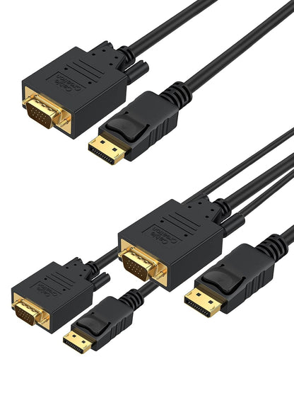 CableCreation DisplayPort to VGA Adapter Cable, 6 FT, 3-Pack, Gold Plated, 1080p@60Hz, DP Male to VGA Male, Black