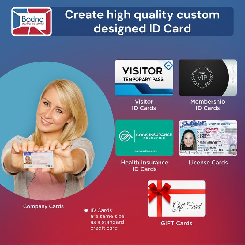 Bodno Seaory S25 Single Sided ID Card Printer & Complete Supplies Package ID Software - Bronze Edition