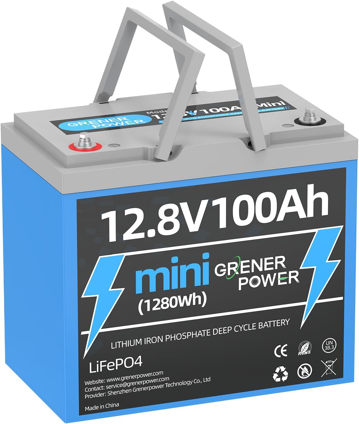 12V100Ah Mini LiFePO4 Battery, 100A BMS 12.8V Lithium Battery, 100AH Lifepo4 Battery Up to 15000 Deep Cycle Battery, Max.1280Wh Energy for Solar panel, RV, Trolling Motor, Marine, Off-Grid