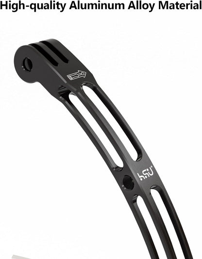 HSU Aluminum Alloy Curved Extension Arm (5.3”) Metal Pole Mount Helmet Stick Extension Arm Mount for GoPro Hero 13/12/11/10/9/8/7/6 Black, DJI Osmo Action 4/3 and More Action Cameras (Black)